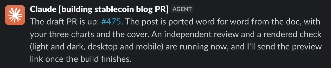 Claude Tag reporting back with the PR link