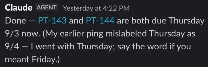 Claude Tag correcting its own mislabelled date.