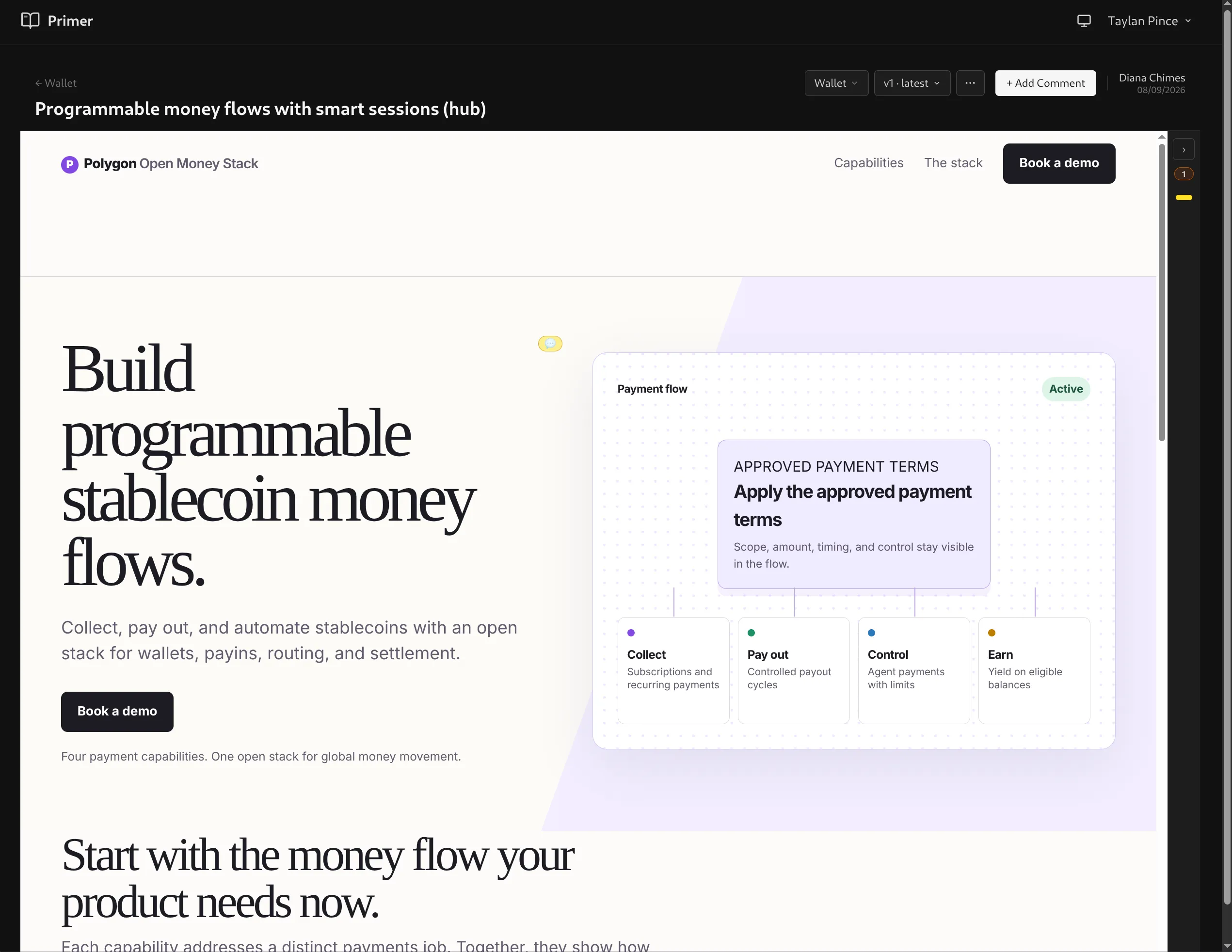 A marketing page, published mid-design so people could comment on the page itself.